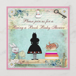 Ta med en Bok Alice i Wonderland Baby Shower Inbjudningar