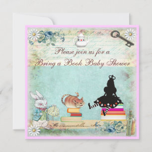 Ta med en Bok Alice i Wonderland Baby Shower Inbjudningar