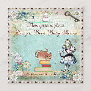 Ta med en Bok Alice i Wonderland Baby Shower Inbjudningar