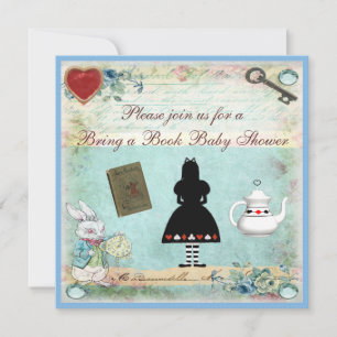 Ta med en Bok Alice i Wonderland Baby Shower Inbjudningar