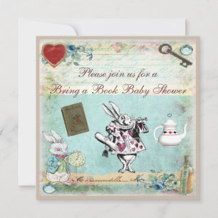 Ta med en Bok Alice i Wonderland Baby Shower Inbjudningar