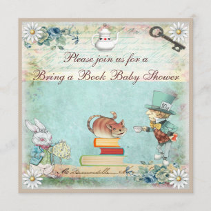 Ta med en Bok Alice i Wonderland Baby Shower Inbjudningar