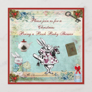Ta med en Bok Alice i Wonderland Julafton Baby Sho Inbjudningar