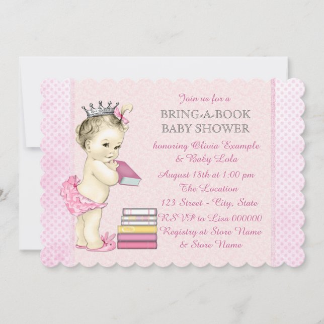 Ta med en bok baby shower inbjudningar (Framsida)