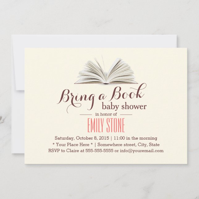 Ta med en Bok-babydusch Inbjudningar (Framsida)