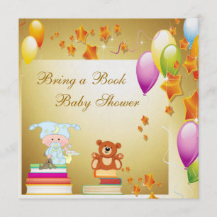 Ta med en bok Elegant Babypojke Guld Bebis Shower Inbjudningar