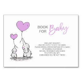 Ta med en Bok - Elephant LAVENDER Baby Shower Bordsnummer