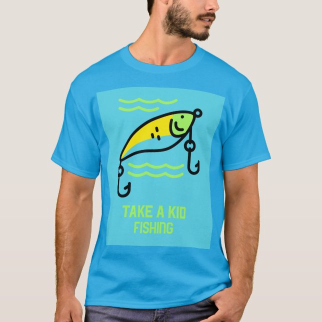 Ta med en unge på fiske t shirt (Framsida)