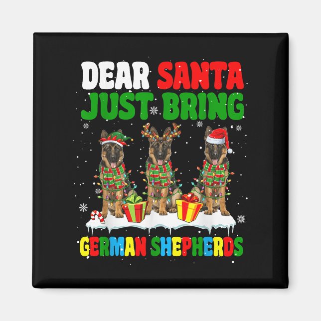 Ta med tyska herdar jul tre Santa renar Magnet (Framsidan)