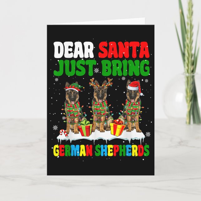 Ta med tyska herdar Xmas tre Santa renar Kort (Framsida)