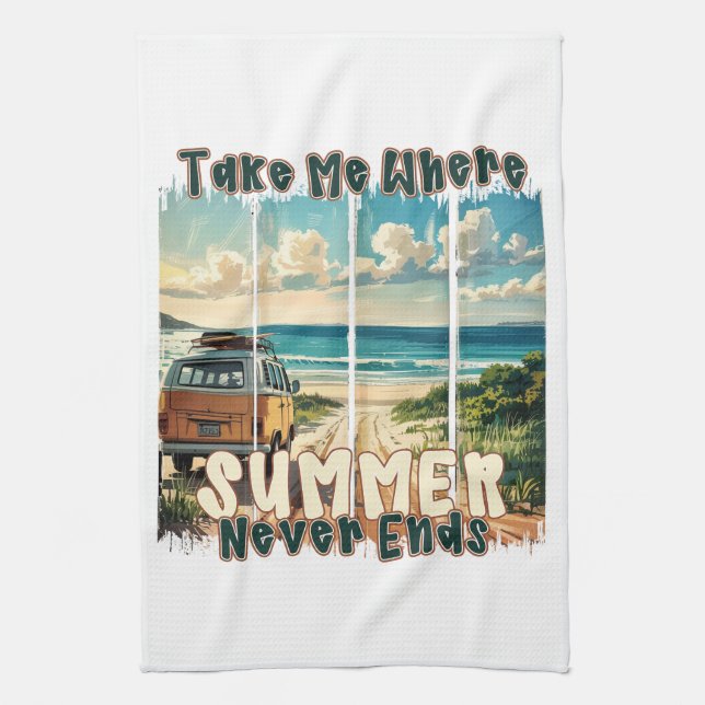 Ta mig dit sommaren aldrig slutar - Retro Beach Vi Kökshandduk (Vertikal)