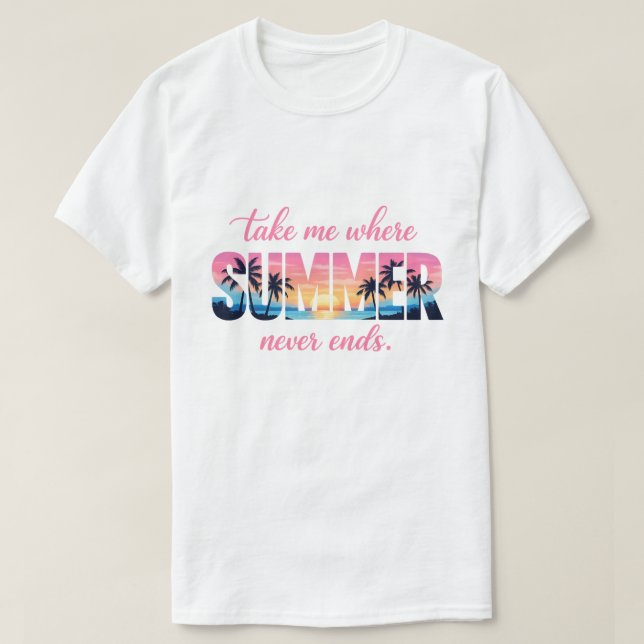Ta mig dit sommaren aldrig tar slut Tropisk solned T Shirt (Design framsida)