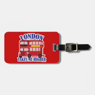 Ta mig högre i London Tecknad Buss Roligt Bagagebricka