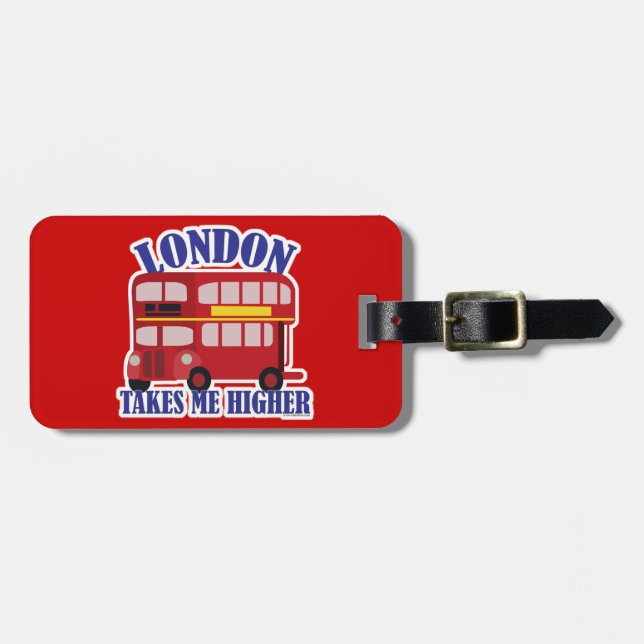 Ta mig högre i London Tecknad Buss Roligt Bagagebricka (Horisontell Framsida)