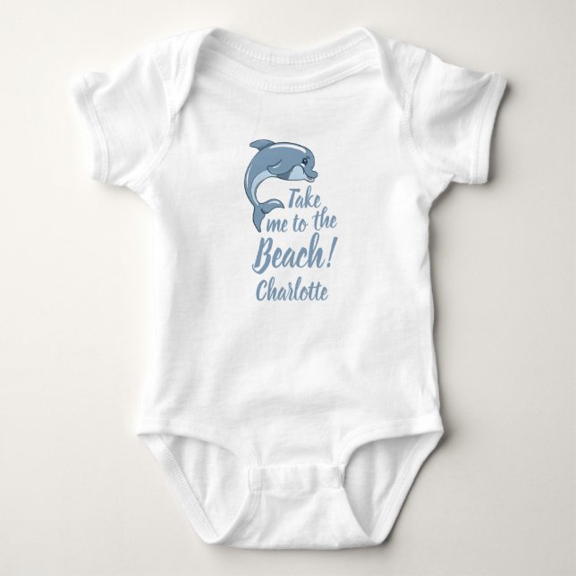Ta mig till Beach med baby Dolphin Personalize T Shirt (Framsida)