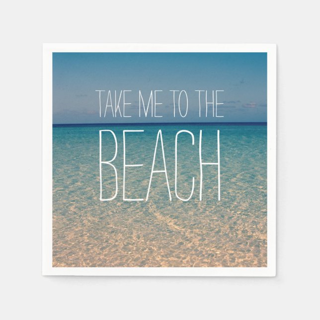Ta mig till Beach Ocean Summer Blå himmel Sand Pappersservett (Framsidan)