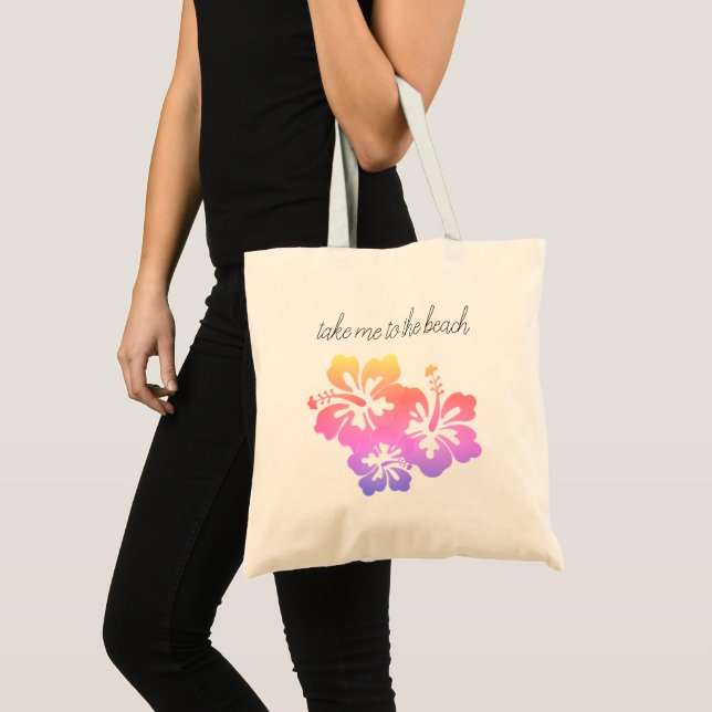 Ta mig till Beach Tropical Flower Tote Bag Tygkasse (Framsida (produkt))