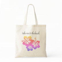 Ta mig till Beach Tropical Flower Tote Bag