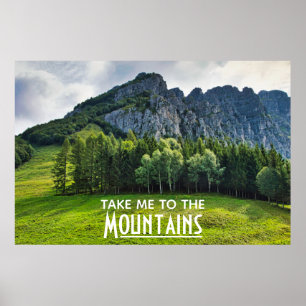Ta mig till bergen med gräs-skogen poster