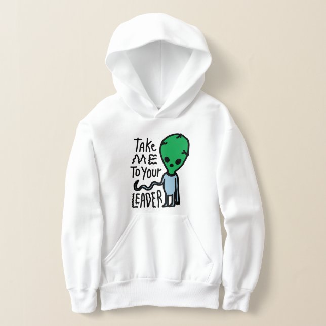 Ta mig till din ledare | Cute Alien sarcasm-citat T Shirt (Laydown)