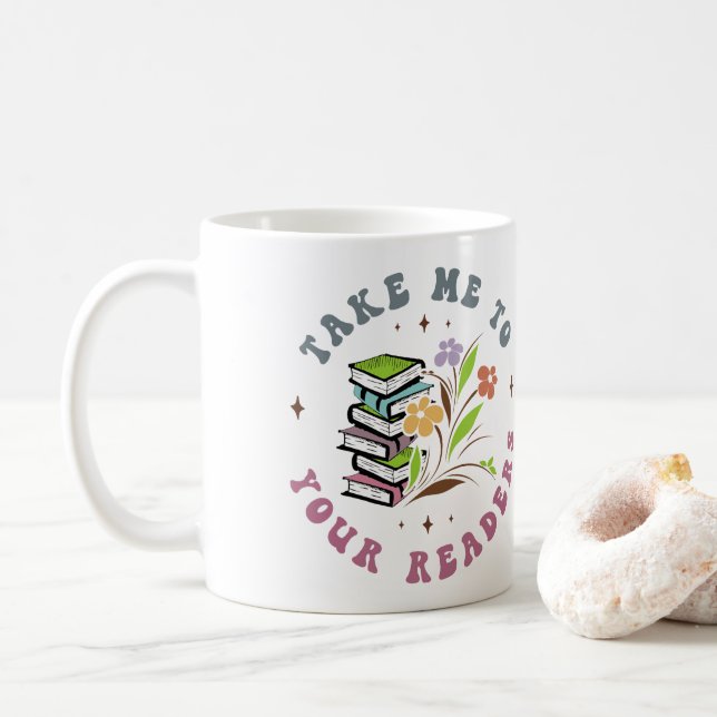 Ta mig till dina läsare - Bibliotek Bokar Kaffemugg (Med munk)