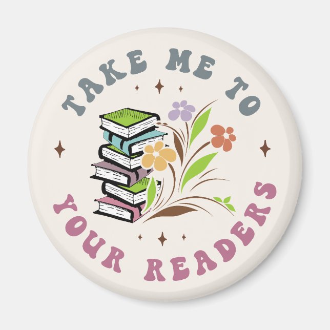 Ta mig till dina läsare: Stack of Bibliotek Bokar Magnet (Framsidan)