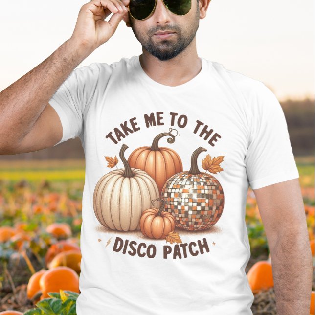Ta mig till Disco Patch Rolig Höstpumpa T Shirt (Take me to the Disco Patch watercolor fall men's T-Shirt)