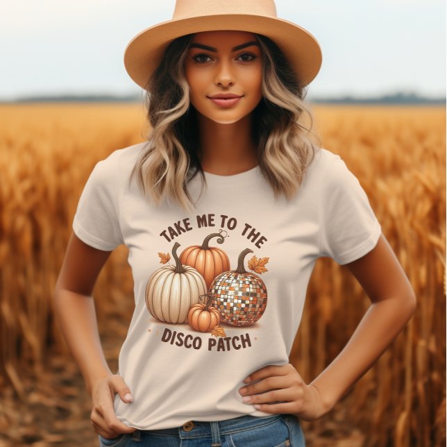 Ta mig till Disco Patch vattenfärgsfall dam T Shirt (Take me to the Disco Patch watercolor fall ladies Tri-Blend Shirt)