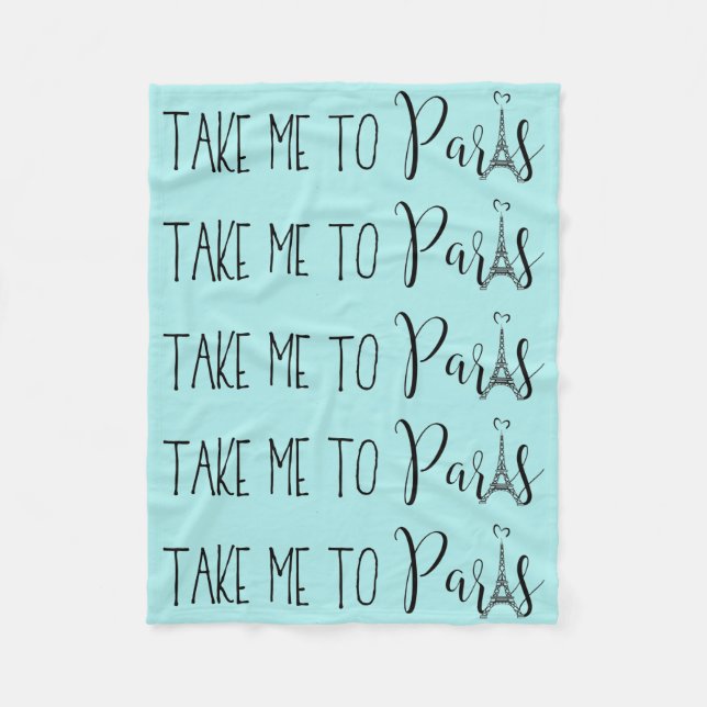 "Ta mig till Paris" Fleecefilt (Framsidan)