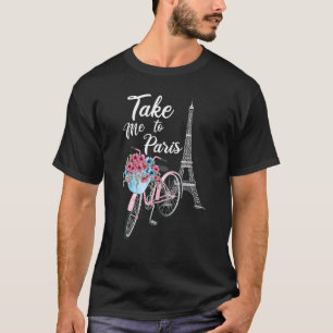 Ta mig till Paris Frankrike Blommigt Minimal Eiffe T Shirt
