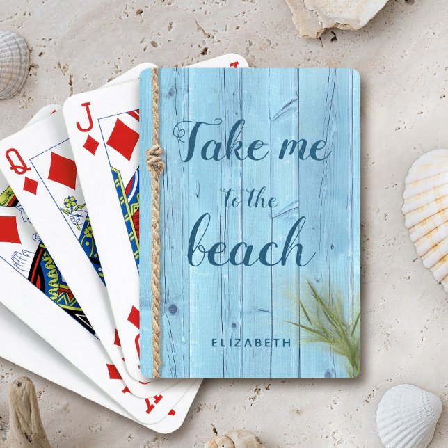 Ta mig till strandblått kustträskript casinokort (Skapare uppladdad)