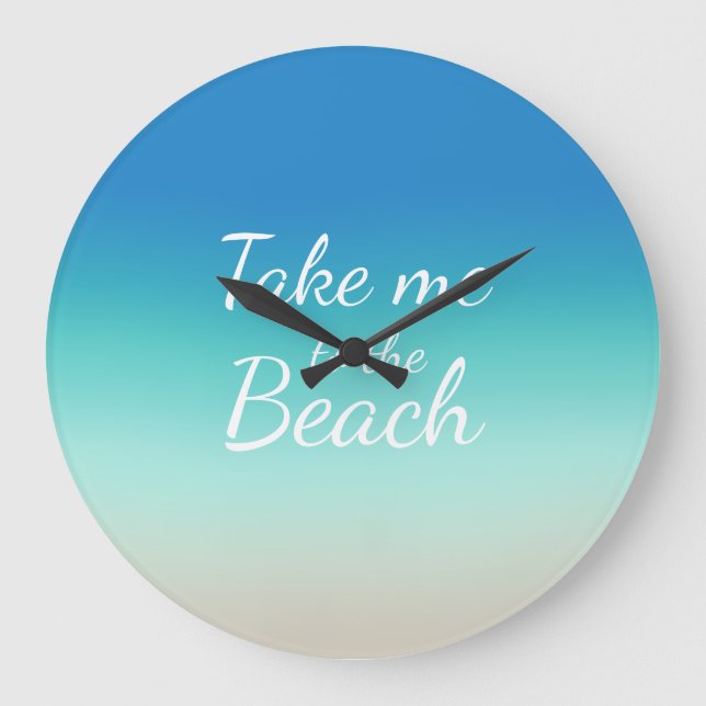 "Ta mig till stranden" Modern blå ombré  Stor Klocka (Framsida)