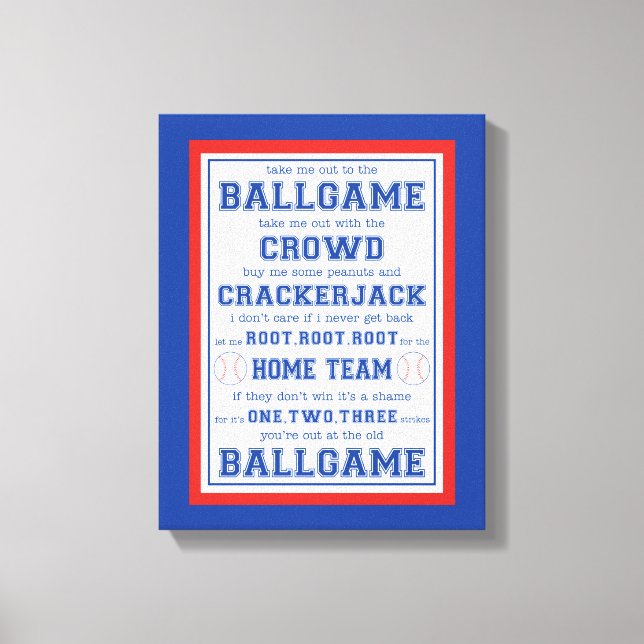 Ta mig ut till Ballmatch, Baseball Canvastryck (Framsida)