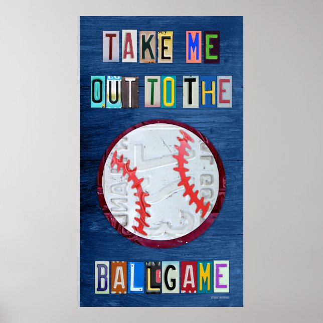 Ta mig ut till Ballmatch License Plate Art Poster (Framsidan)