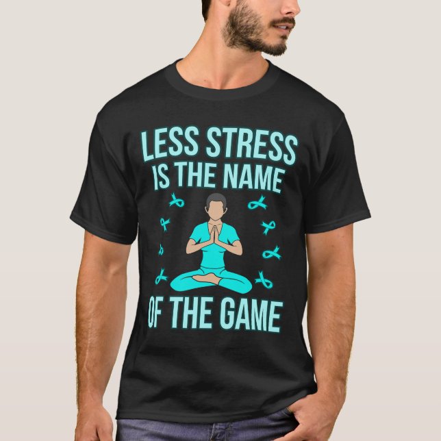 Ta mindre Stressa Ptsd Awareness Ribbon Support Gr T Shirt (Framsida)