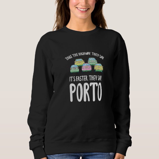 Ta motorvägen Porto Traffic Portugal Rush-timmen T Shirt (Framsida)