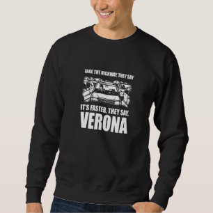 Ta motorvägen Verona Traffic Wisconsin Rush Hou Lång Ärmad Tröja