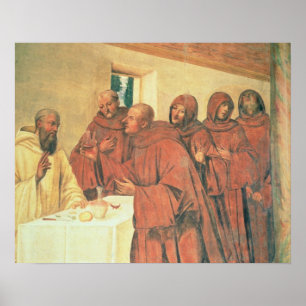 Ta nattvardsgång, från livet av St. Benedict (f Poster