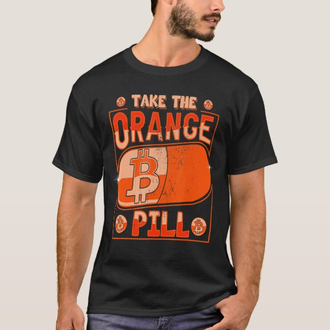 Ta Orangen Pill Bitcoin Btc Cryptocurrency Bl T Shirt (Framsida)