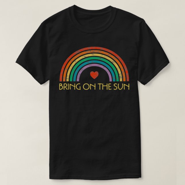 Ta på dig den Cheerful Summer Sunshine Retro Ra So T Shirt (Design framsida)
