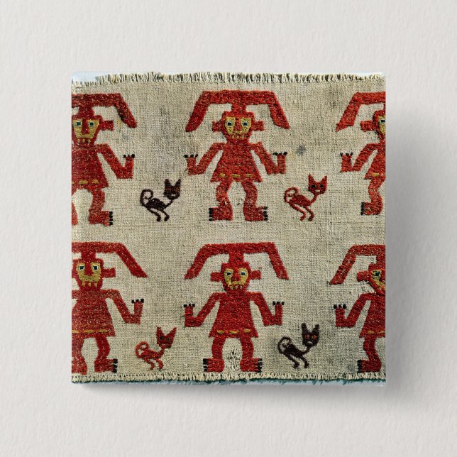 Ta prov av Lambayeque tyg med en figur Knapp (Framsida)