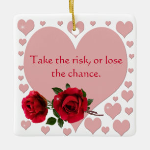 Ta riskofferten Rosa Hearts Röd ros Julgransprydnad Keramik