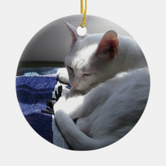 Ta sig en tupplur för katt julgransprydnad keramik