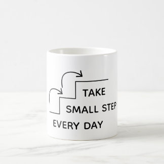 Ta små steg varje dag – minimalistisk motivation kaffemugg