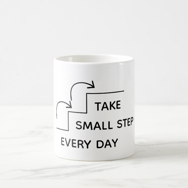 Ta små steg varje dag – minimalistisk motivation kaffemugg (Center)