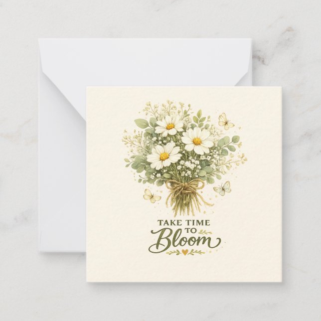 Ta Tid att Blomma |  Bukettdesign Anteckningskort (Framsida)