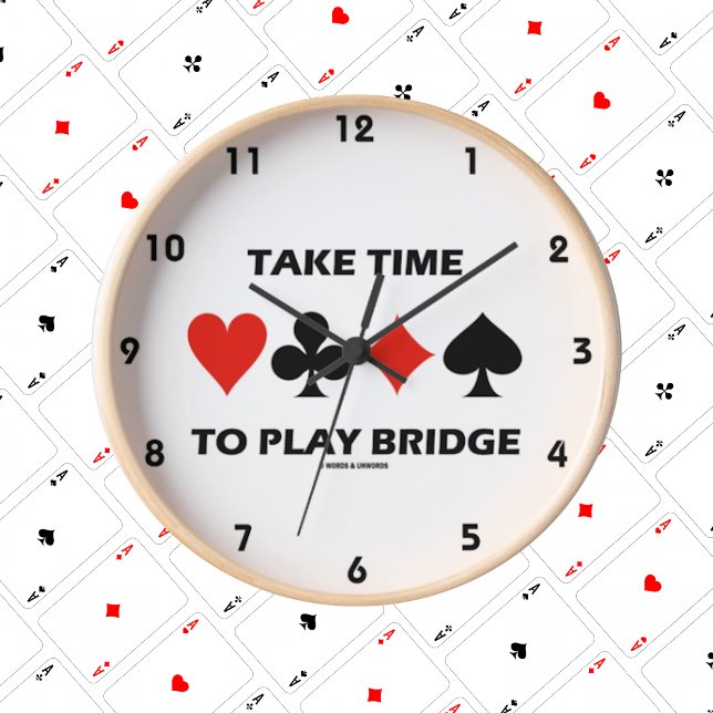 Ta tid att spela Bridge (Kostym med fyra kort) Rund Klocka (Skapare uppladdad)
