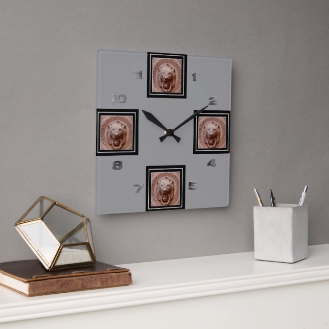 Ta tid på - den lejona Head dörrknackaren Fyrkantig Klocka (Kontor)