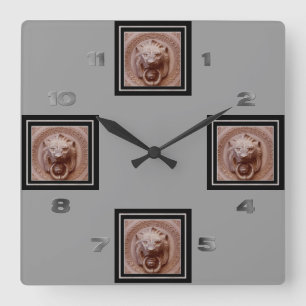 Ta tid på - den lejona Head dörrknackaren Fyrkantig Klocka