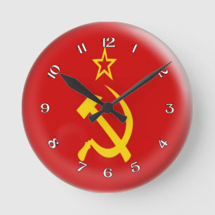 Ta tid på den sovjetiska flagga bubblar design rund klocka
